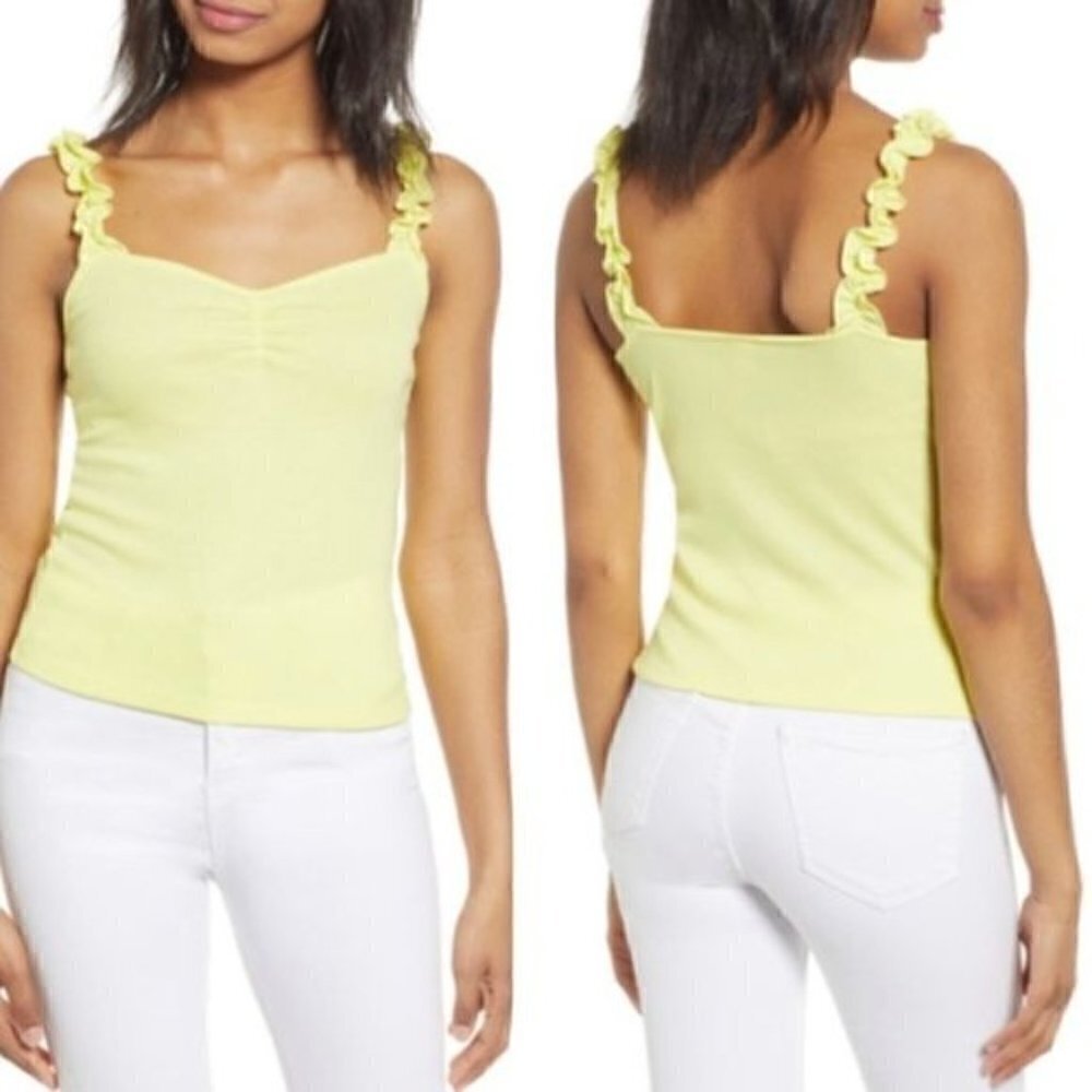 BP Yellow Ruffle Strap Tank Top NWT